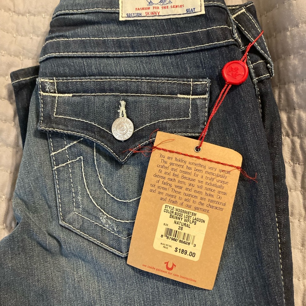 True religion skinny jeans dark wash size 26